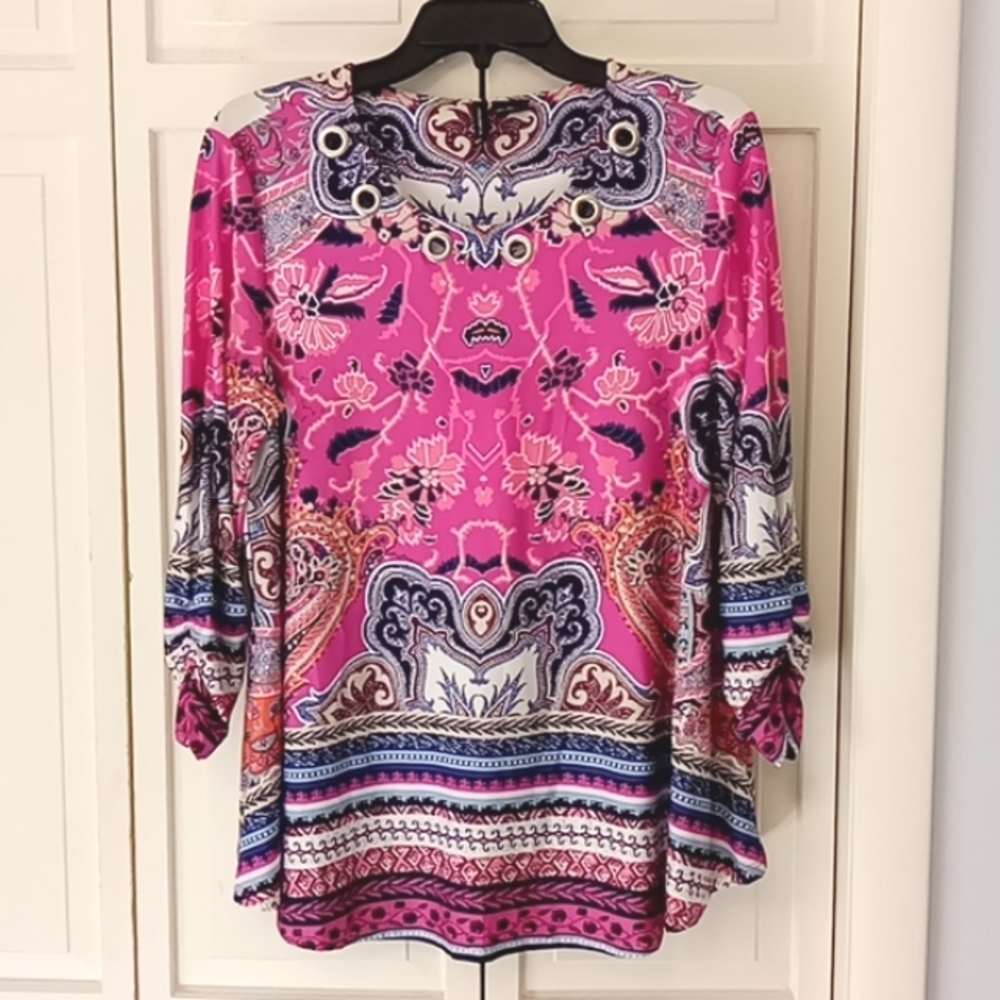 New Directions Floral Tunic Blouse EUC